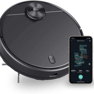 Wyze Robot Vacuum with LIDAR Mapping, 2100Pa Suction, Wi-Fi Connected, Self-Charging, Black, Works on Hard Floors & Carpets