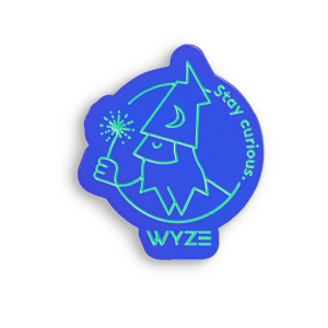 Wyze "Stay Curious" Wizard Enamel Pin, Blue, Fun Collectible Accessory for Bags & Jackets, 1.5 Inch